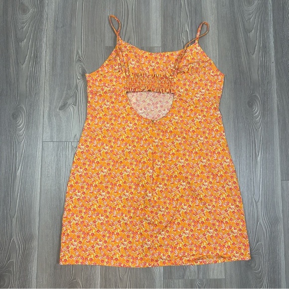 Wild Fable Orange Floral Cotton Cut-Out Back Mini Dress Summer Festival Dress XL - Picture 4 of 6